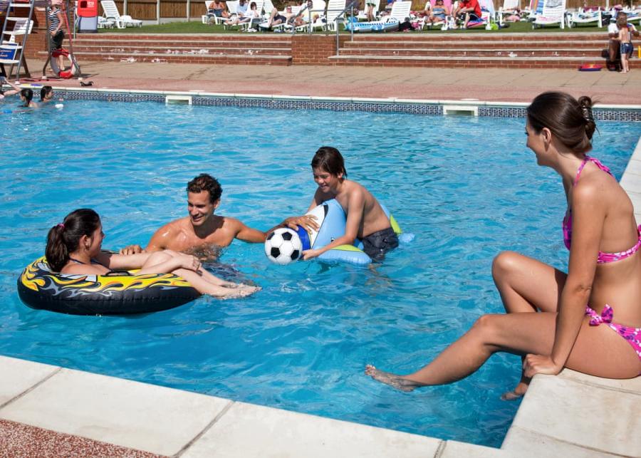 outdoor heated pool at waldegraves holiday park essex