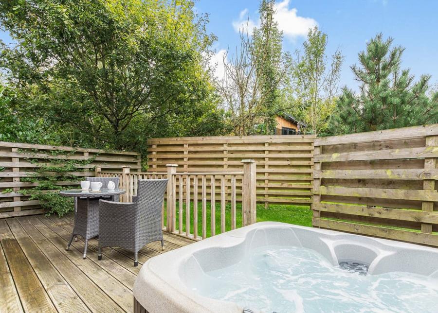 private outdoor decking with hot tub in the lake district