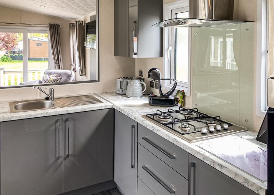 lodge kitchen at norfolk broads country park 