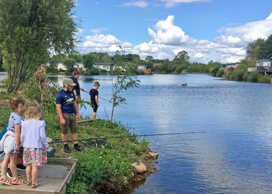 fishining at seven lakes country park at crowle in lincolnshire
