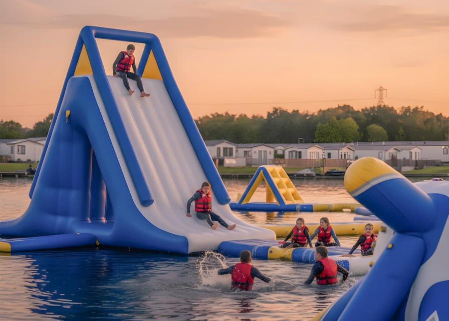 inflatable water park at seven lakes country park 