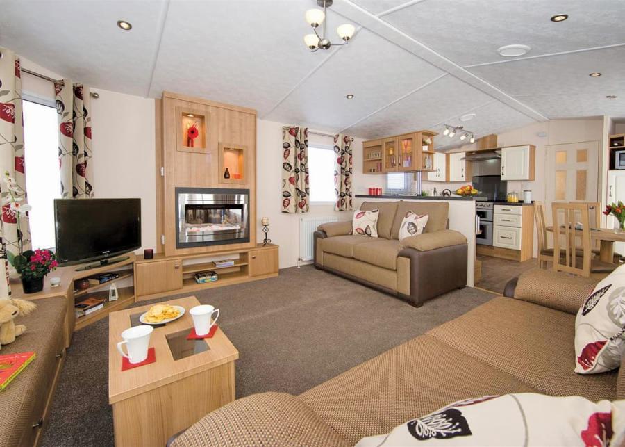 open plan caravan living area lakeside holiday park