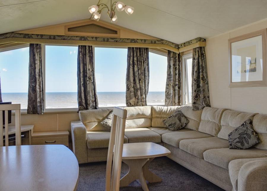 caravan interior at sandy beach holiday park 