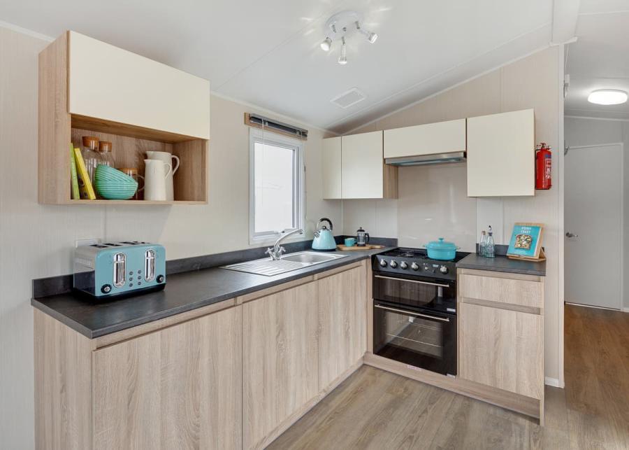 open plan kitchen at silver carr holiday park 