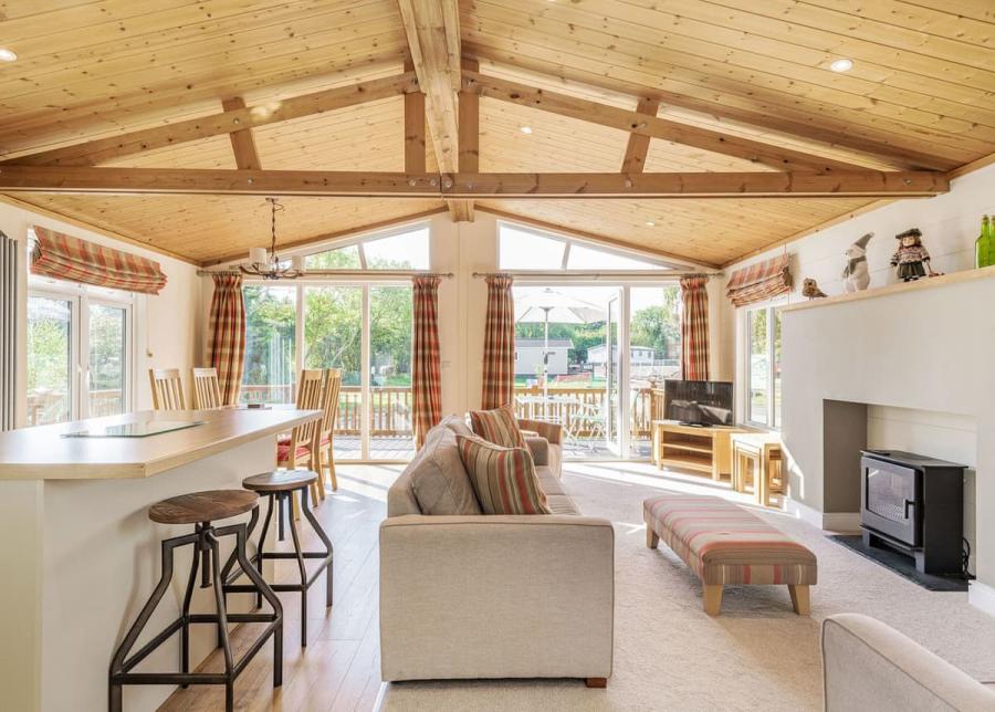 open plan lodge at yaxham waters holiday park