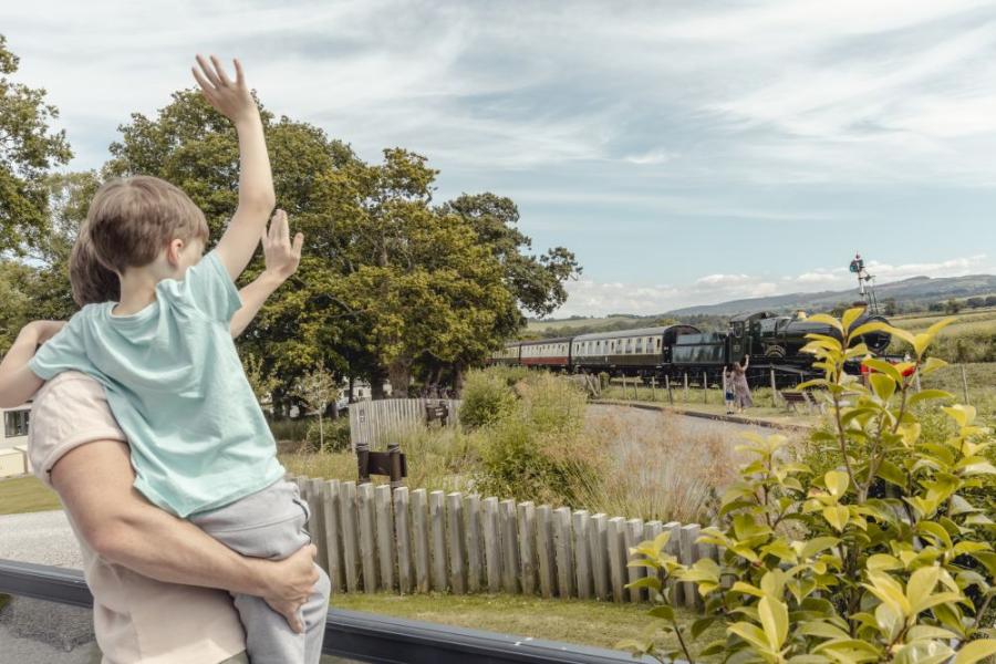 steam train view at blue anchor holiday park near minehead