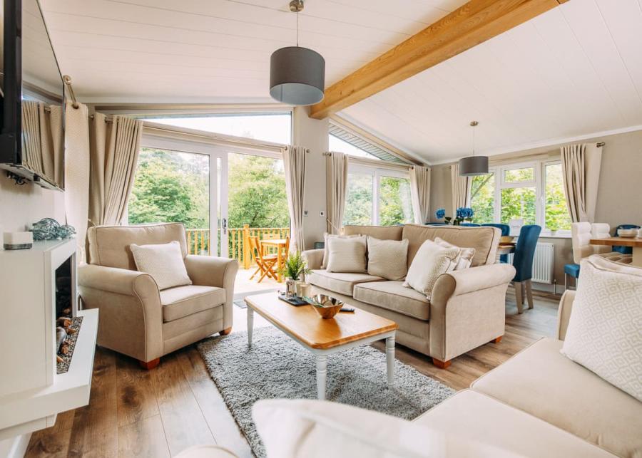 lodge interior at brokerswood holiday park in westbury