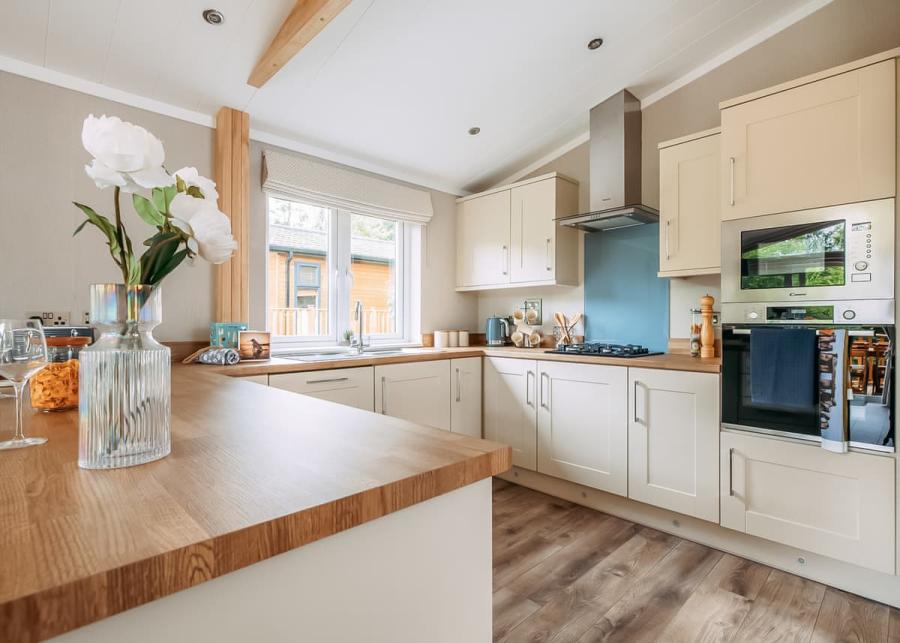 kitchen at brokerswood holiday park in westbury