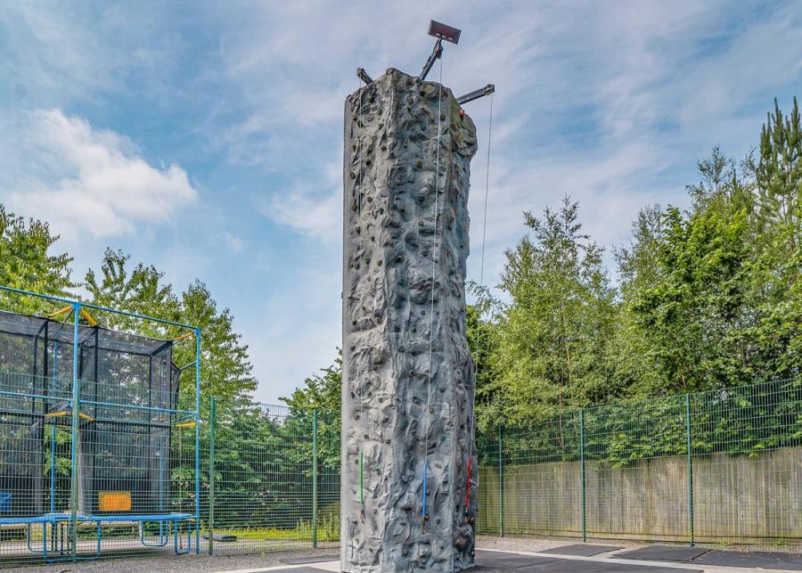 climbing wall at cheddar woods resort and spa
