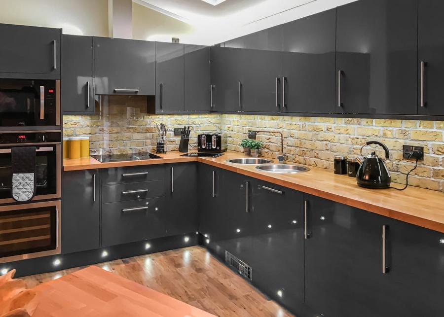 modern kitchen at croft park lodges in yorkshire