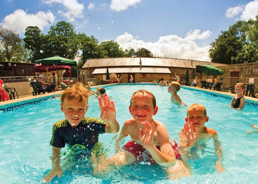 outdoor swimming pool at grondre holiday park near narberth