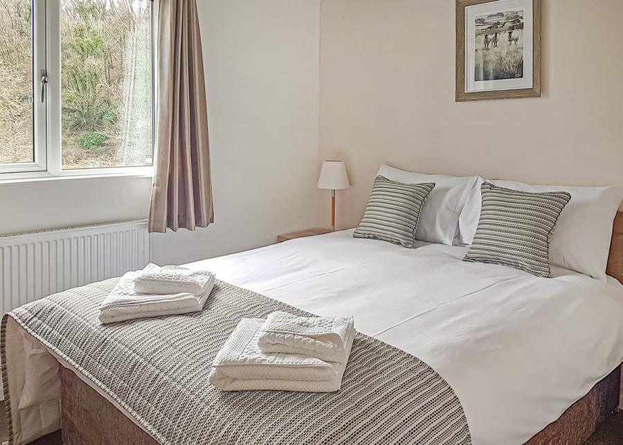 double bedroom in a lodge at llwyngwair manor holiday park in pembrokeshire
