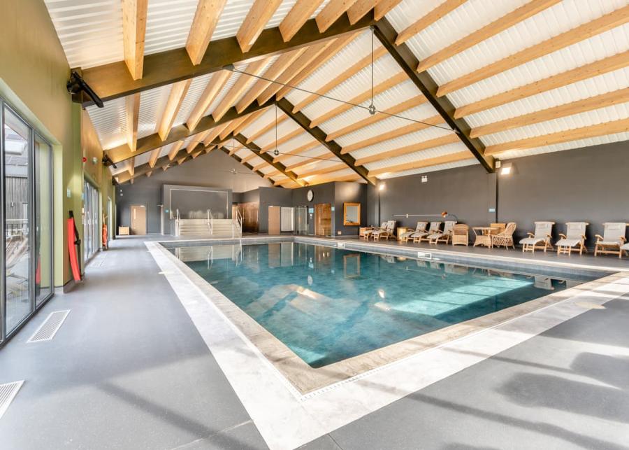 indoor swimming pool at love2stay mid wales in powys