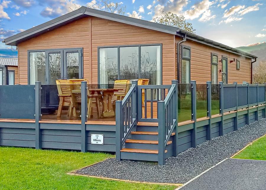 private outdoor decking at maesmawr farm resort in powys