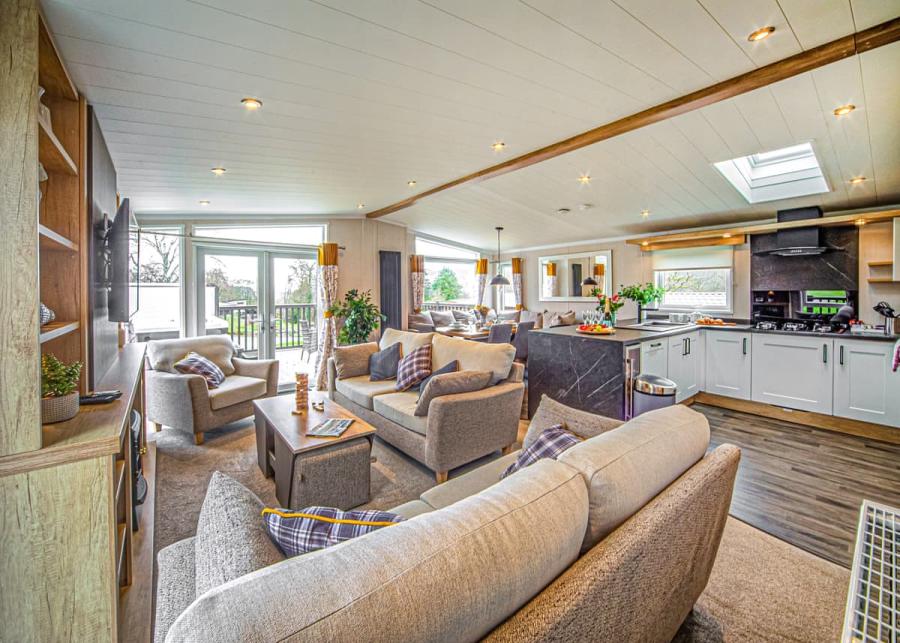 contemporary interior in lodges at pen-y-garth lodges in bala