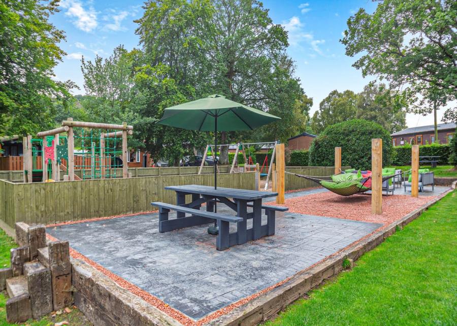 play area at pen-y-garth lodges in bala