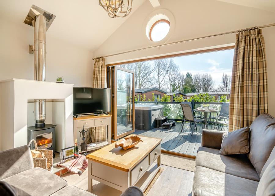 modern lodge inetrior at willow pastures country park near hull