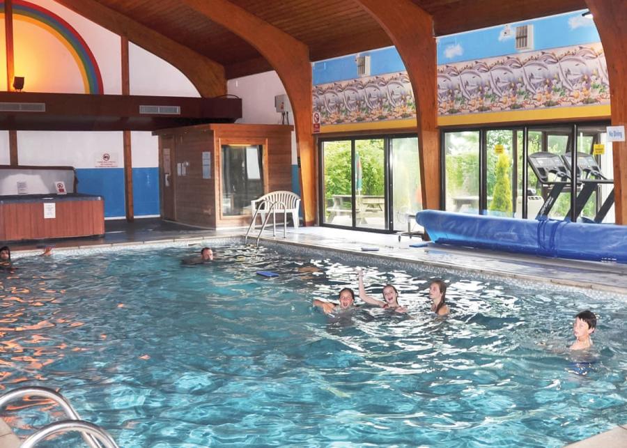 indoor swimming pool at pantglas lodges in llanfynydd