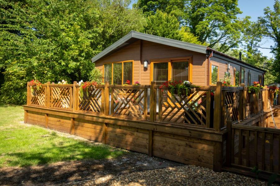 exterior of a luxury lodge at Rawcliffe Hall Holiday Park