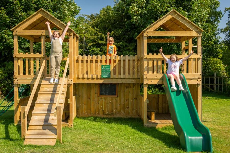 children going down the slide on holiday at Rawcliffe Hall Holiday Park