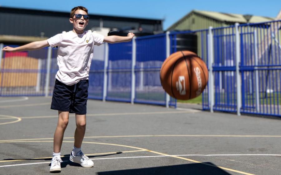 the outdoor sports area at Riverside Holiday Park