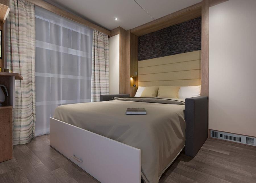 double bedroom at riverview holiday park in newcastleton