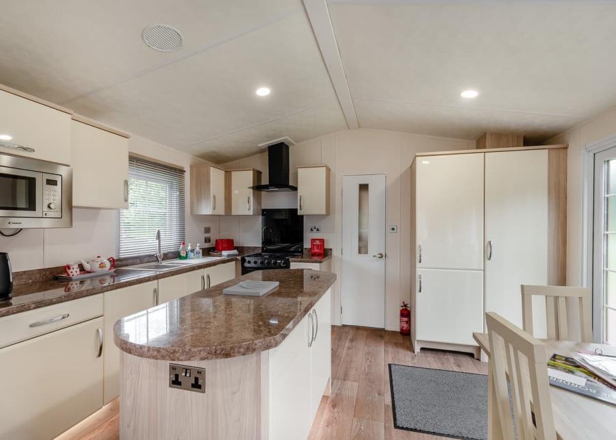 open plan kitchen at riverview holiday park in newcastleton