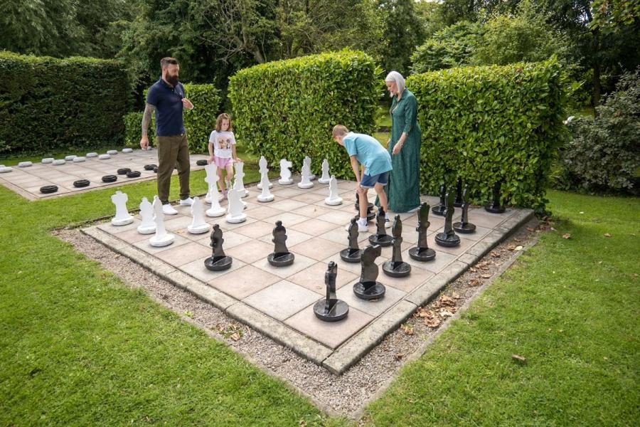 playing outdoorchess on holiday at Royal Umpire Holiday Park