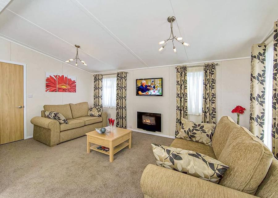 lodge interior at the woods holiday park in alva