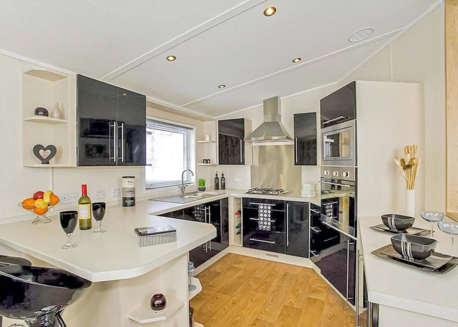 modern kitchen at the woods holiday park in alva