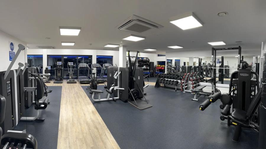 in the gym on holiday at Whalesborough Farm Resort