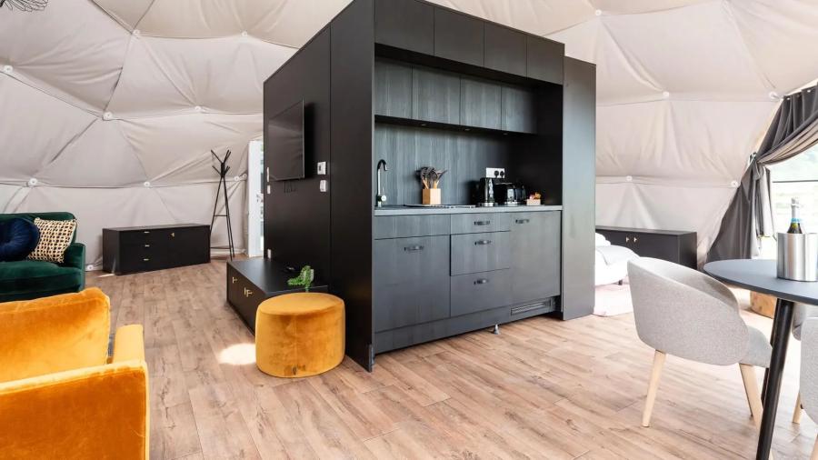 living space in a luxury pod