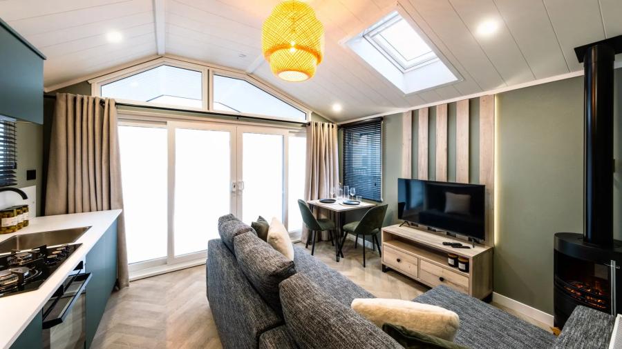 inside a lodge at Bryn Morfydd Lodge Park