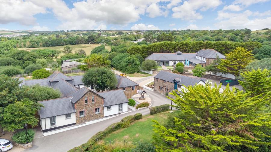 view from the air of Bude Coastal Resort