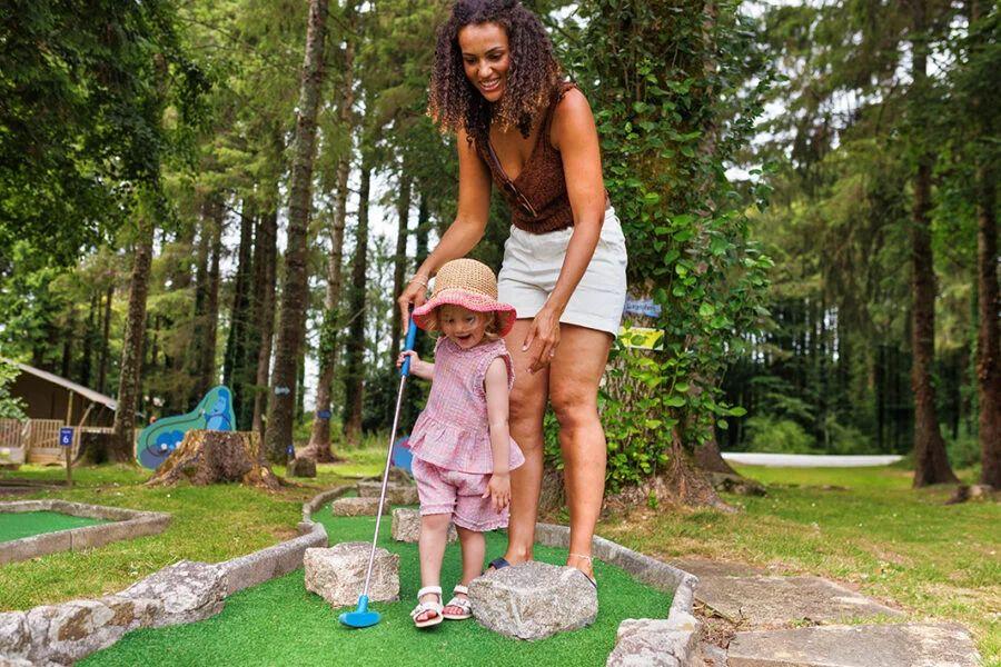 the crazy golf course at Cornish Meadows Holiday Park