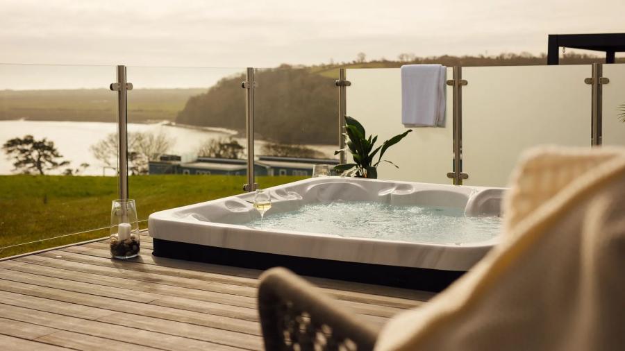 hoit tub lodge holidays at Dylan Coastal Resort in carmarthenshire