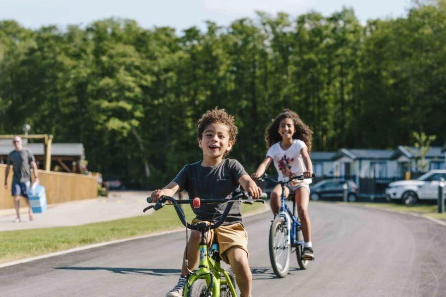 biking around the park at Green Hill Farm Holiday Village