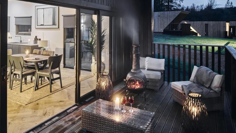 balcony of a luxury lodge at Barnsoul Holiday Resort