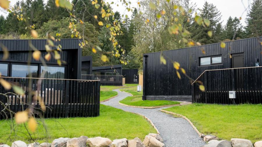 contemporary lodges in the daytime at Barnsoul Holiday Resort