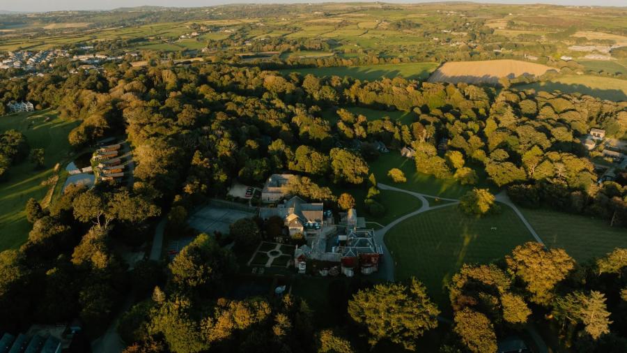 view from above over the Clowance Estate