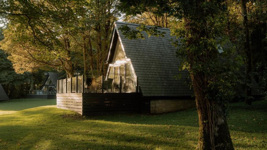 lodges in the woodlands at Clowance Estate