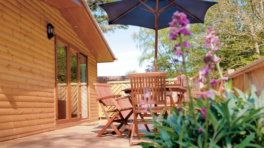 exterior of a lodge at Leycroft Valley Holiday Park