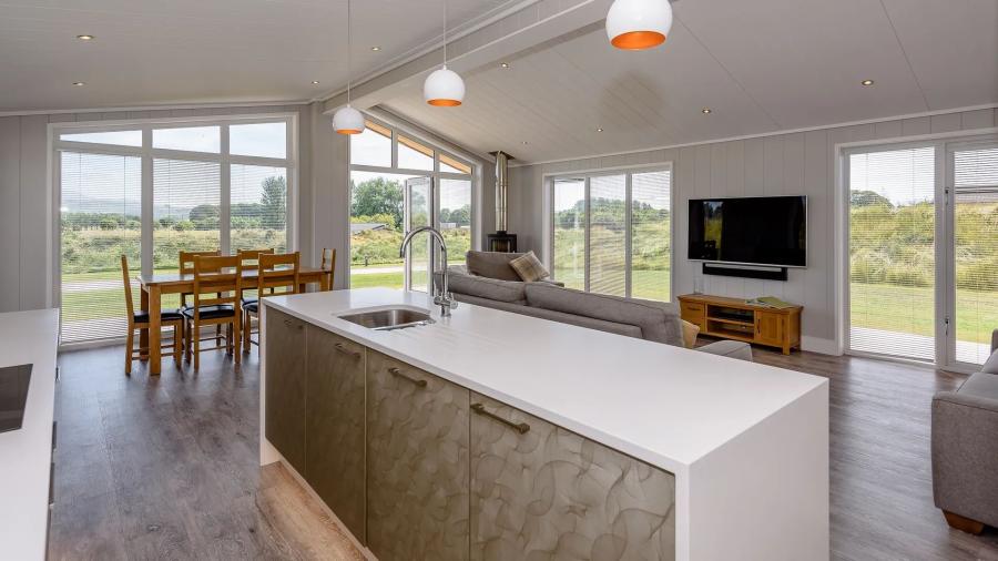 the modern kitchen at North Lakes Lodges