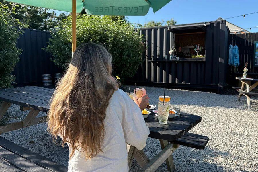 enjoying food on holiday at Padstow Holiday Village