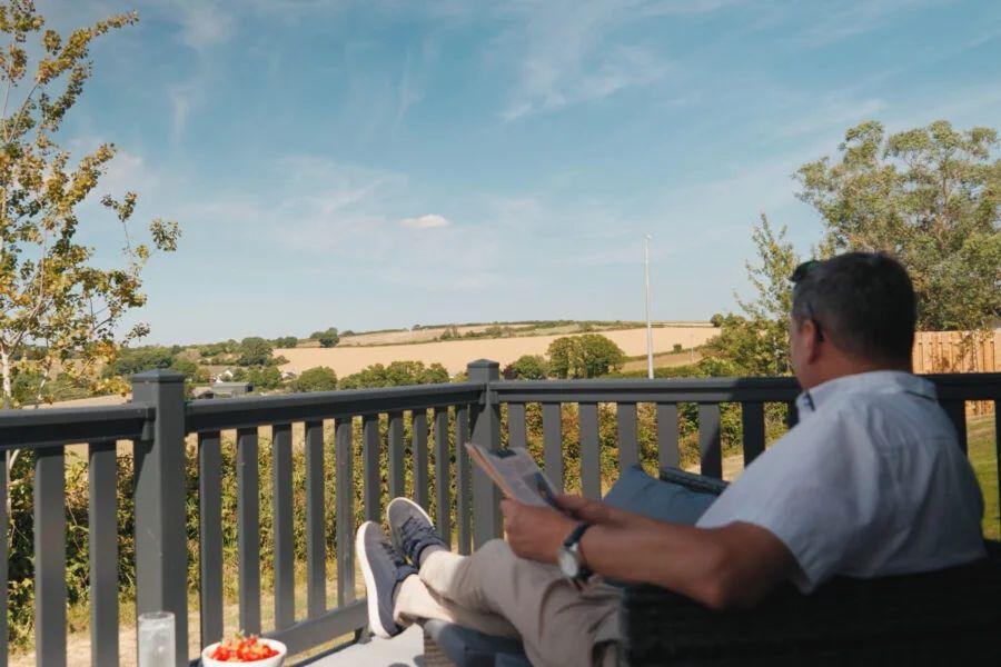 relaxing on holiday at Penmarlam Lodge Retreat near Fowey