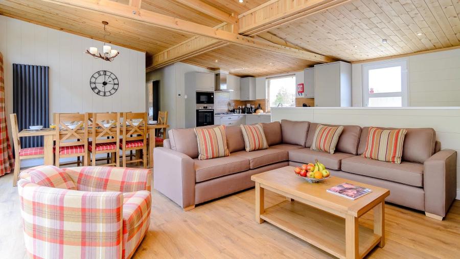 lounge area in a lodge at Rockingham Forest Holiday Park