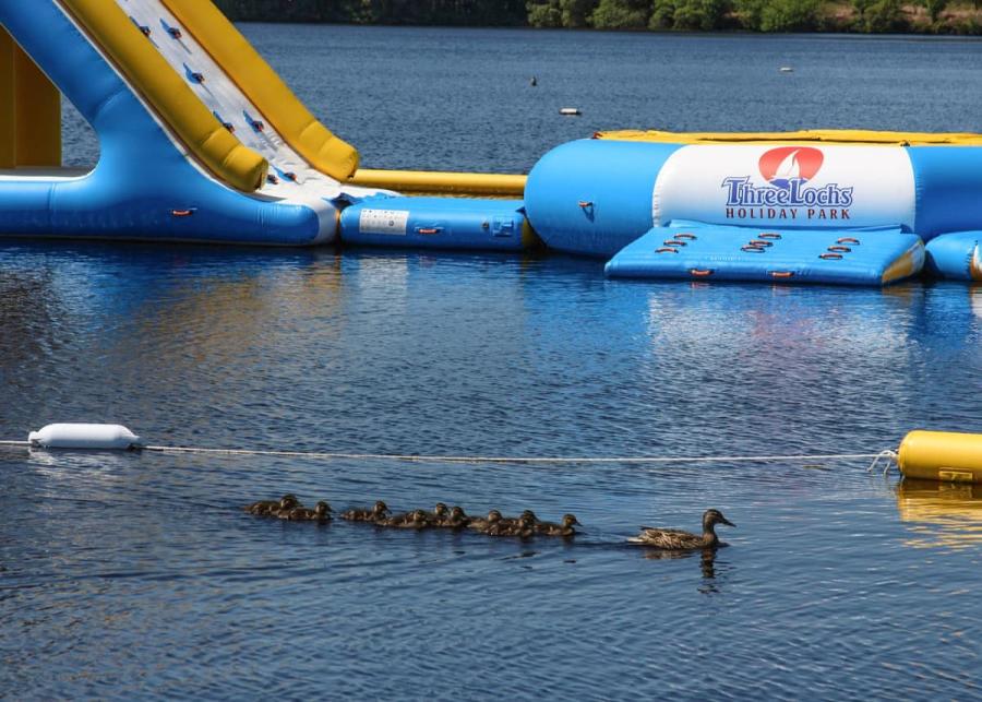 aqua park at three lochs holiday park 