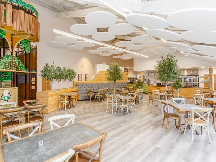 inside the restaurant at Woodland Lakes Holiday Resort