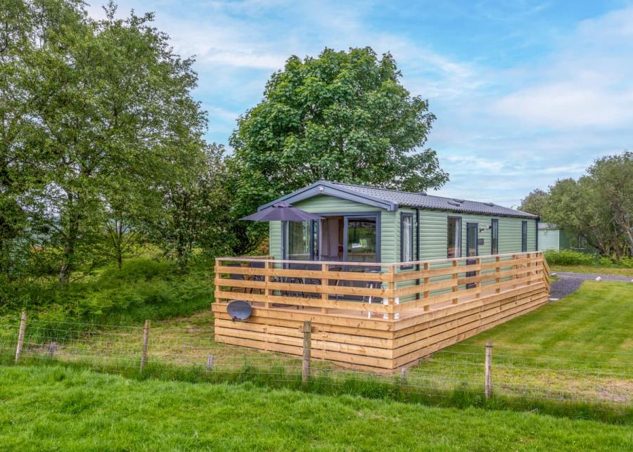 outdoor decking with views at sandgreen holiday park in gatehouse of fleet