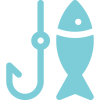 Icon of a fishing hook and fish